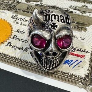 Bill Wall Leather 50/50 Graffiti Master Skull Ring